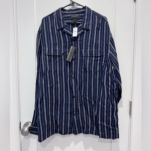 NWT Banana Republic Striped Linen Shirt XXL Tall